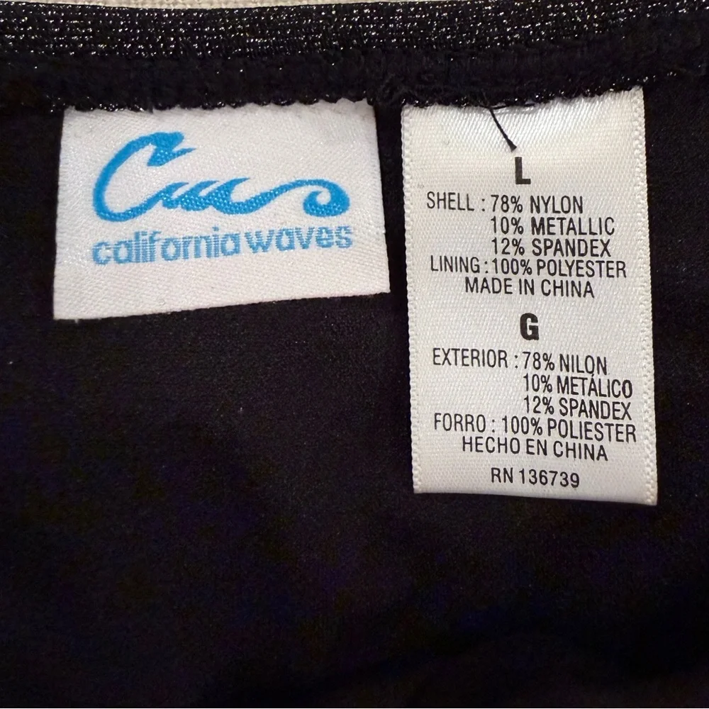 California Waves Sparkling Black Bikini NWT - Picture 6 of 7